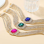 Ruby Pink 18K Gold Anti Tarnish CZ Crystal Choker Necklace Bulk