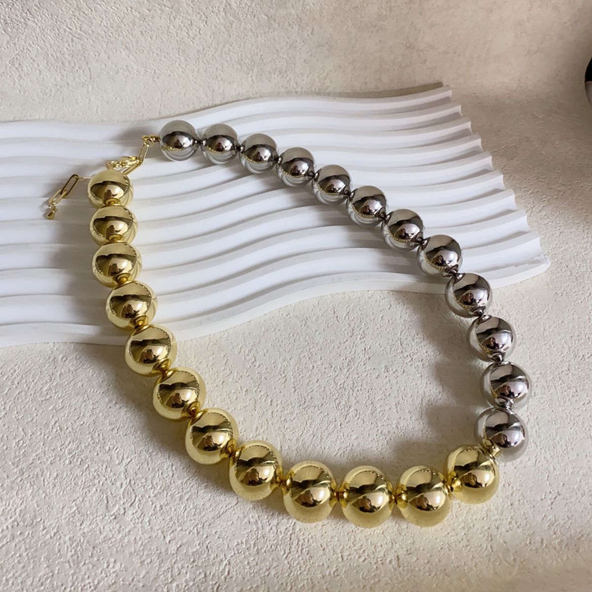 Glossy Balls Silver 18K Gold Anti Tarnish Necklace For Women Bulk