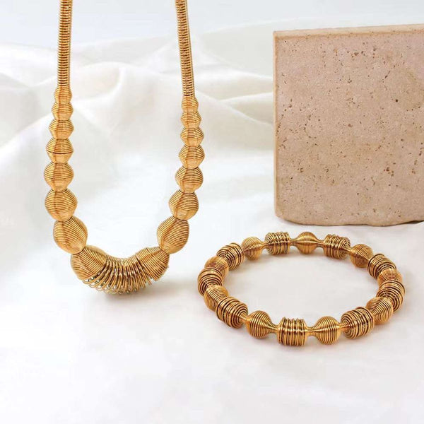 Wire Wave Beads 18K Gold Anti Tarnish Stainless Steel Bracelet Bulk Secondary image