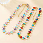 Crystal Multicolour 18K Gold Anti Tarnish Necklace For Women Bulk