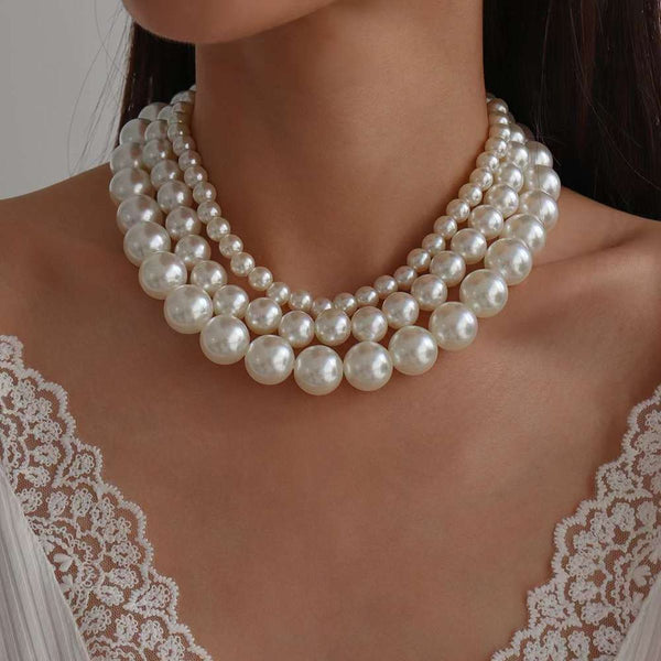 White Japanese Pearls 18K Gold Anti Tarnish P Necklace For Women Bulk Secondary image