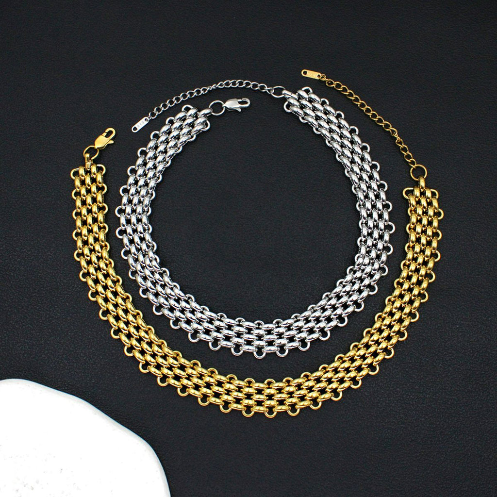 18K Gold Anti Tarnish Stainless Steel Choker Chain Necklace Women Bulk