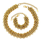 18K Gold Anti Tarnish Stainless Steel Choker Chain Necklace Women Bulk