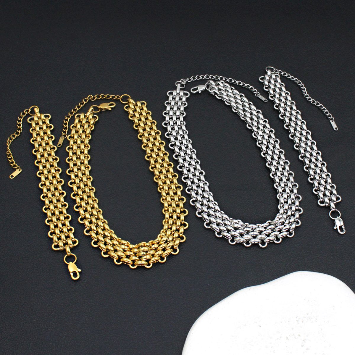 18K Gold Anti Tarnish Stainless Steel Choker Chain Necklace Women Bulk