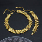 18K Gold Anti Tarnish Stainless Steel Choker Chain Necklace Women Bulk