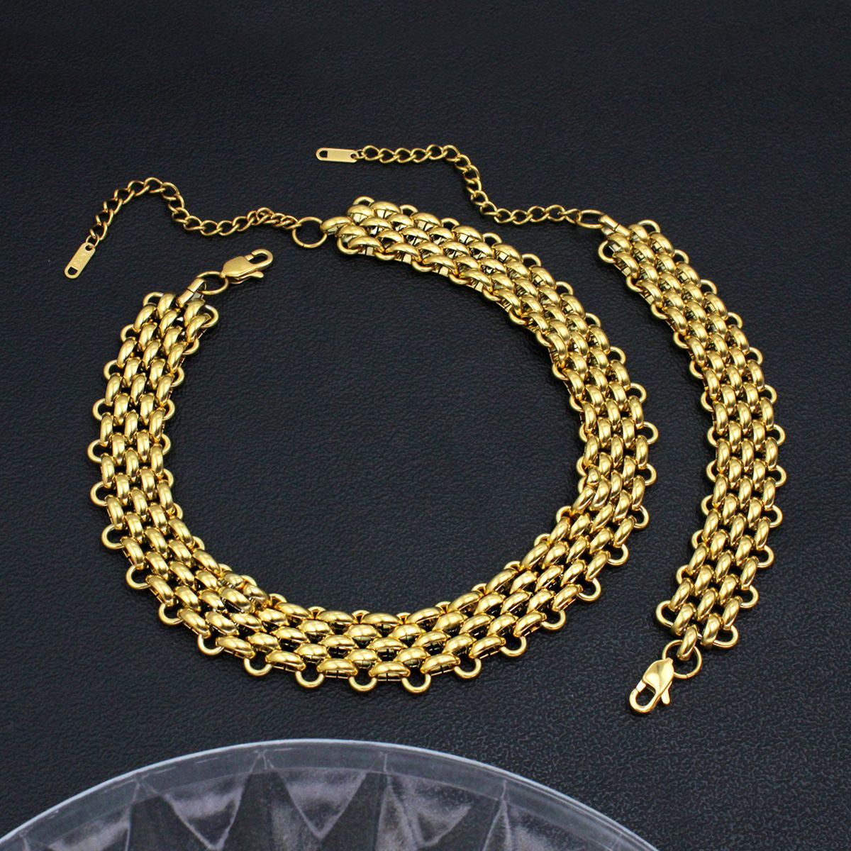 18K Gold Anti Tarnish Stainless Steel Choker Chain Necklace Women Bulk