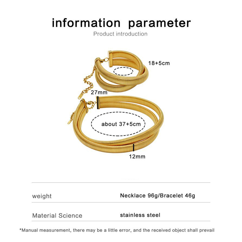 Dual Wrap Layer Snake Smooth 18K Gold Anti Tarnish Stainless Steel Choker Necklace For Women