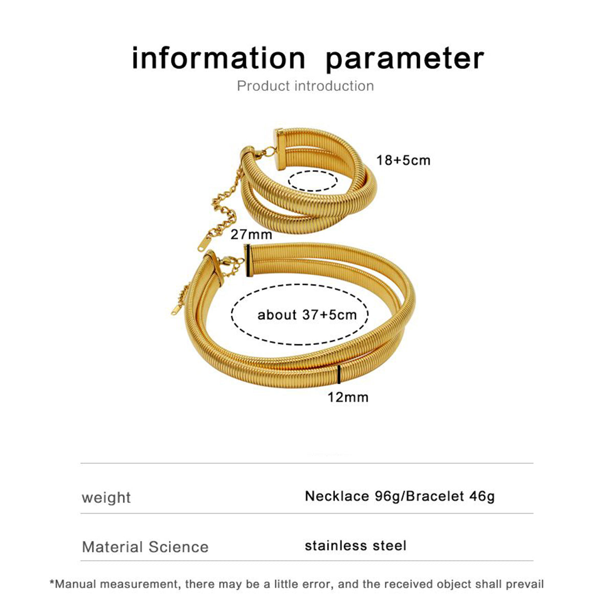 Dual Wrap Layer Snake Smooth 18K Gold Anti Tarnish Stainless Steel Choker Necklace For Women