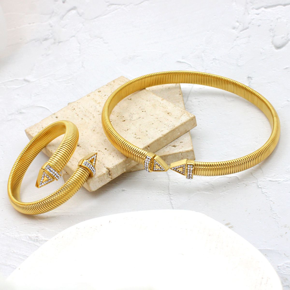 Snake CZ 18K Gold Anti Tarnish Stainless Steel Choker Necklace Bulk