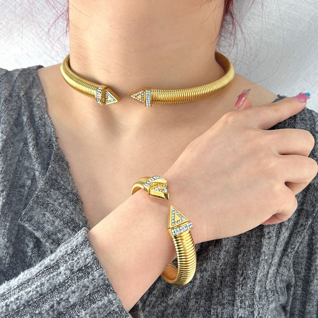 Snake CZ 18K Gold Anti Tarnish Stainless Steel Choker Necklace Bulk