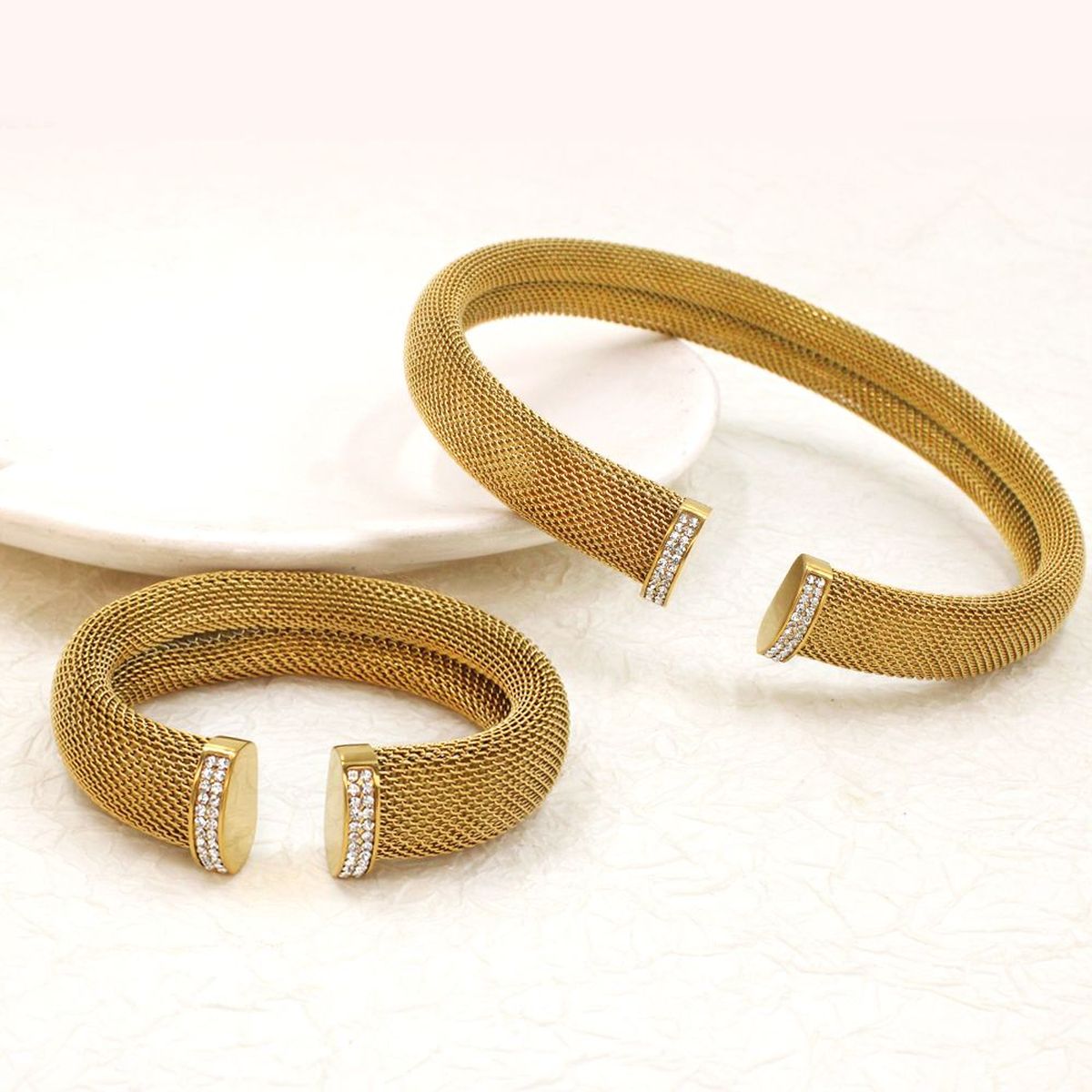 Mesh CZ 18K Gold Anti Tarnish Stainless Steel Choker Necklace Bulk Main image