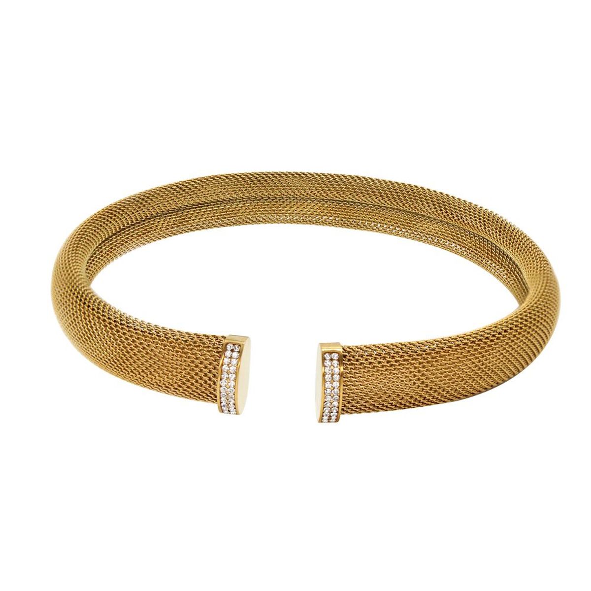 Mesh CZ 18K Gold Anti Tarnish Stainless Steel Choker Necklace Bulk