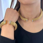 Mesh CZ 18K Gold Anti Tarnish Stainless Steel Choker Necklace Bulk