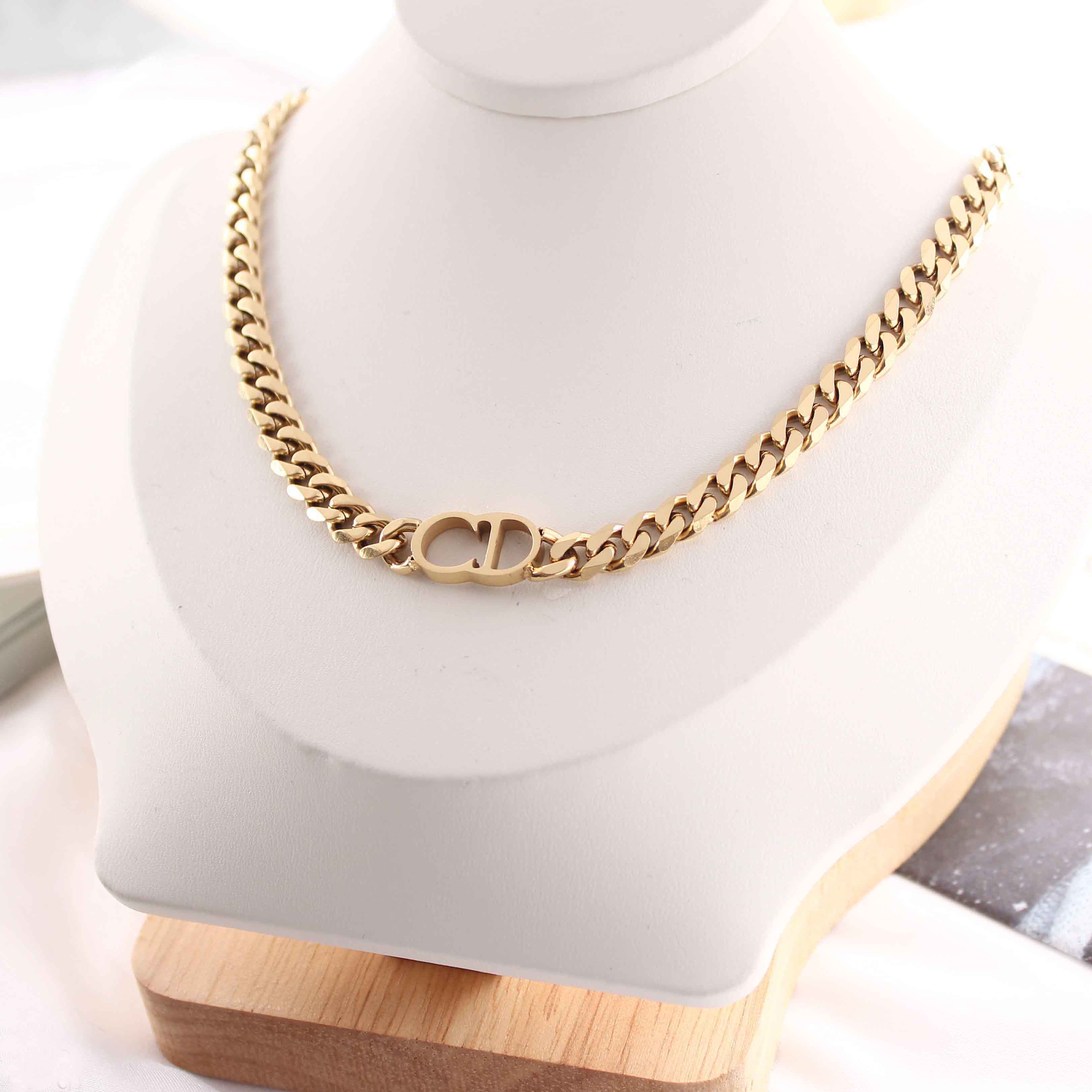 Luxury Cd 18K Gold Anti Tarnish Stainless Steel Necklace Bracelet Bulk Main image