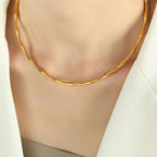 Bamboo 18K Gold Stainless Steel Anti Tarnish Choker Necklace Bulk