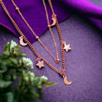 Star Moon 18K Rose Gold Anti Tarnish Stainless Steel Necklace Layer Chain For Women