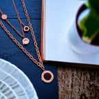 Roman Black 18K Rose Gold Cubic Zirconia Anti Tarnish Stainless Steel Layer Necklace Chain For Women