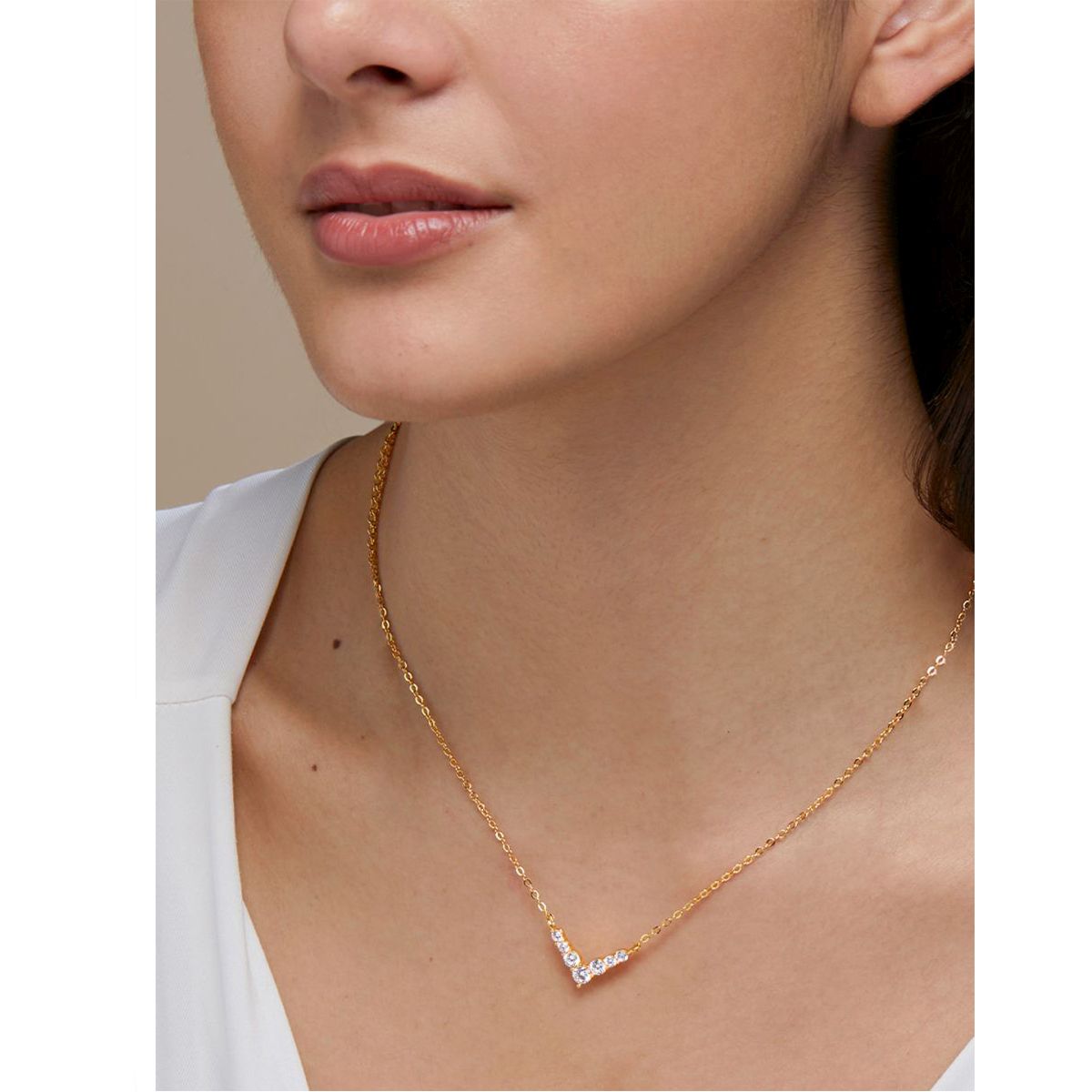 Copper Solitaires Cubic Zirconia Gold Necklace Link Pendant Chain Bulk