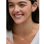 Copper Solitaires Cubic Zirconia Gold Necklace Link Pendant Chain Bulk