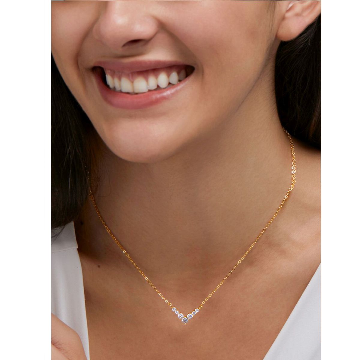 Copper Solitaires Cubic Zirconia Gold Necklace Link Pendant Chain Bulk