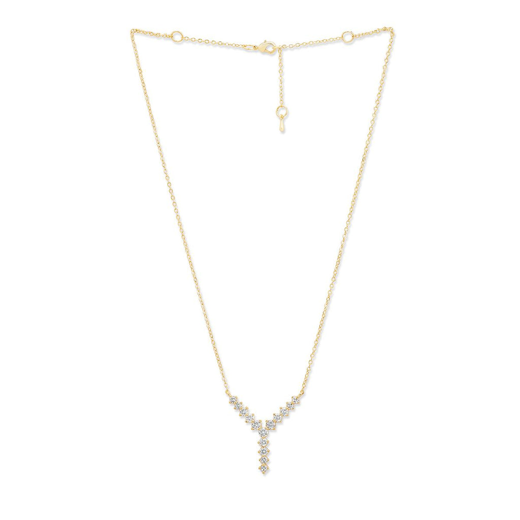 Copper Y Shape Solitaires CZ Gold Necklace Link Pendant Chain Bulk