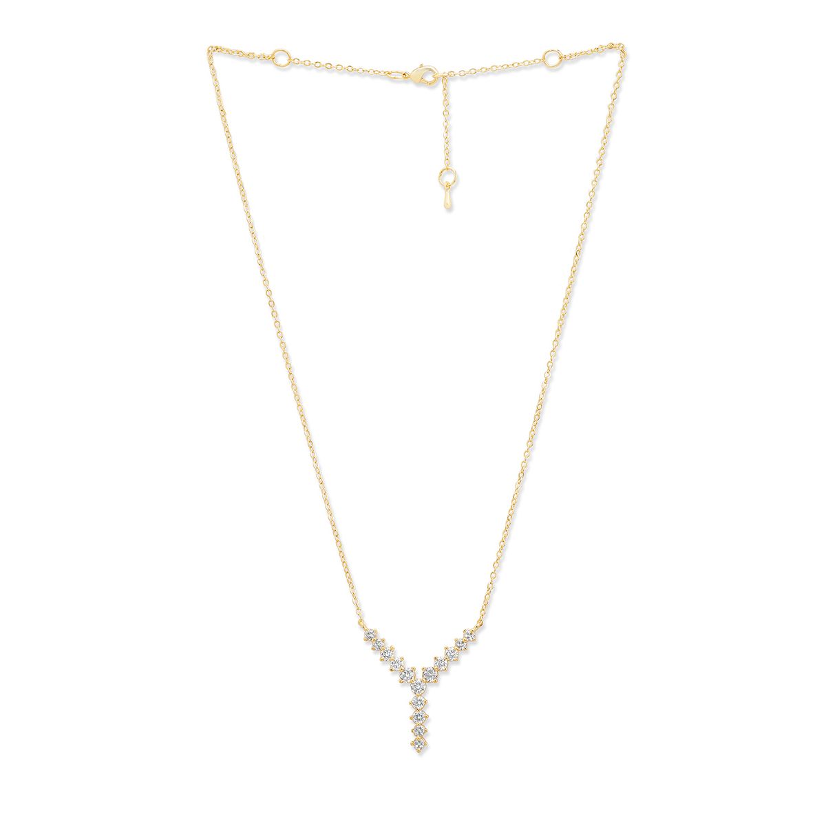 Copper Y Shape Solitaires CZ Gold Necklace Link Pendant Chain Bulk