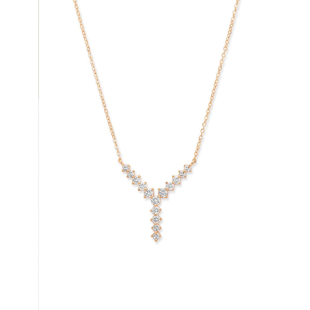 Copper Y Shape Solitaires CZ Gold Necklace Link Pendant Chain Bulk