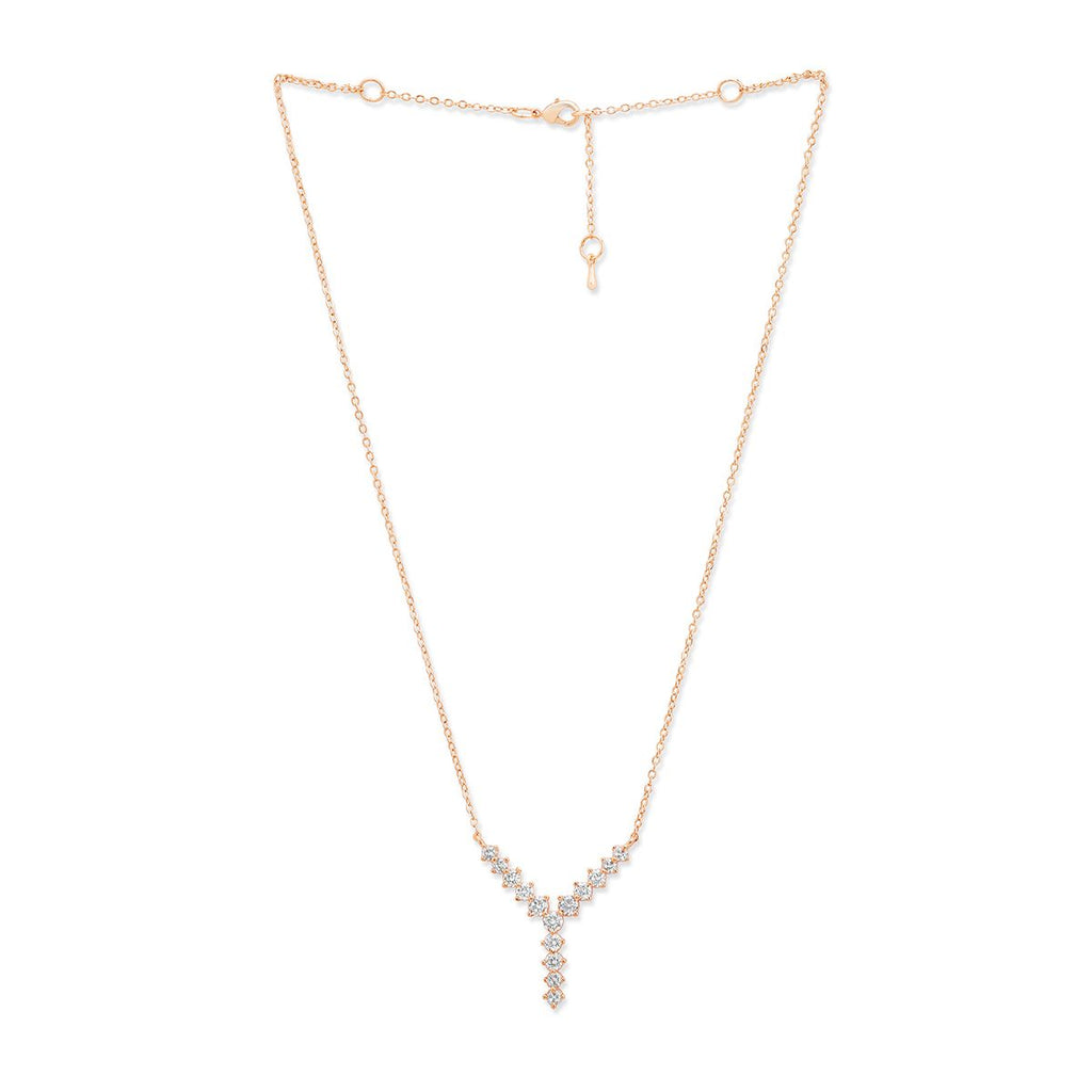 Copper Y Shape Solitaires CZ Gold Necklace Link Pendant Chain Bulk