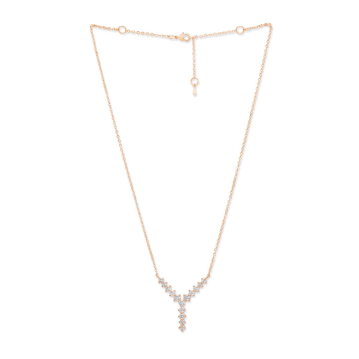 Copper Y Shape Solitaires CZ Gold Necklace Link Pendant Chain Bulk