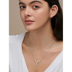 Copper Y Shape Solitaires CZ Gold Necklace Link Pendant Chain Bulk