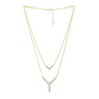 Copper Y Shape Solitaires CZ Gold Link Chain Layer Necklace Bulk