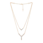 Copper Y Shape Solitaires CZ Gold Link Chain Layer Necklace Bulk