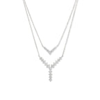 Copper Y Shape Solitaires CZ Gold Link Chain Layer Necklace Bulk