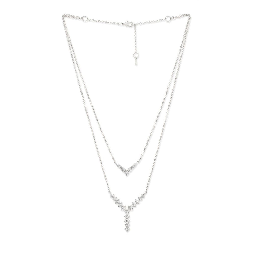 Copper Y Shape Solitaires CZ Gold Link Chain Layer Necklace Bulk