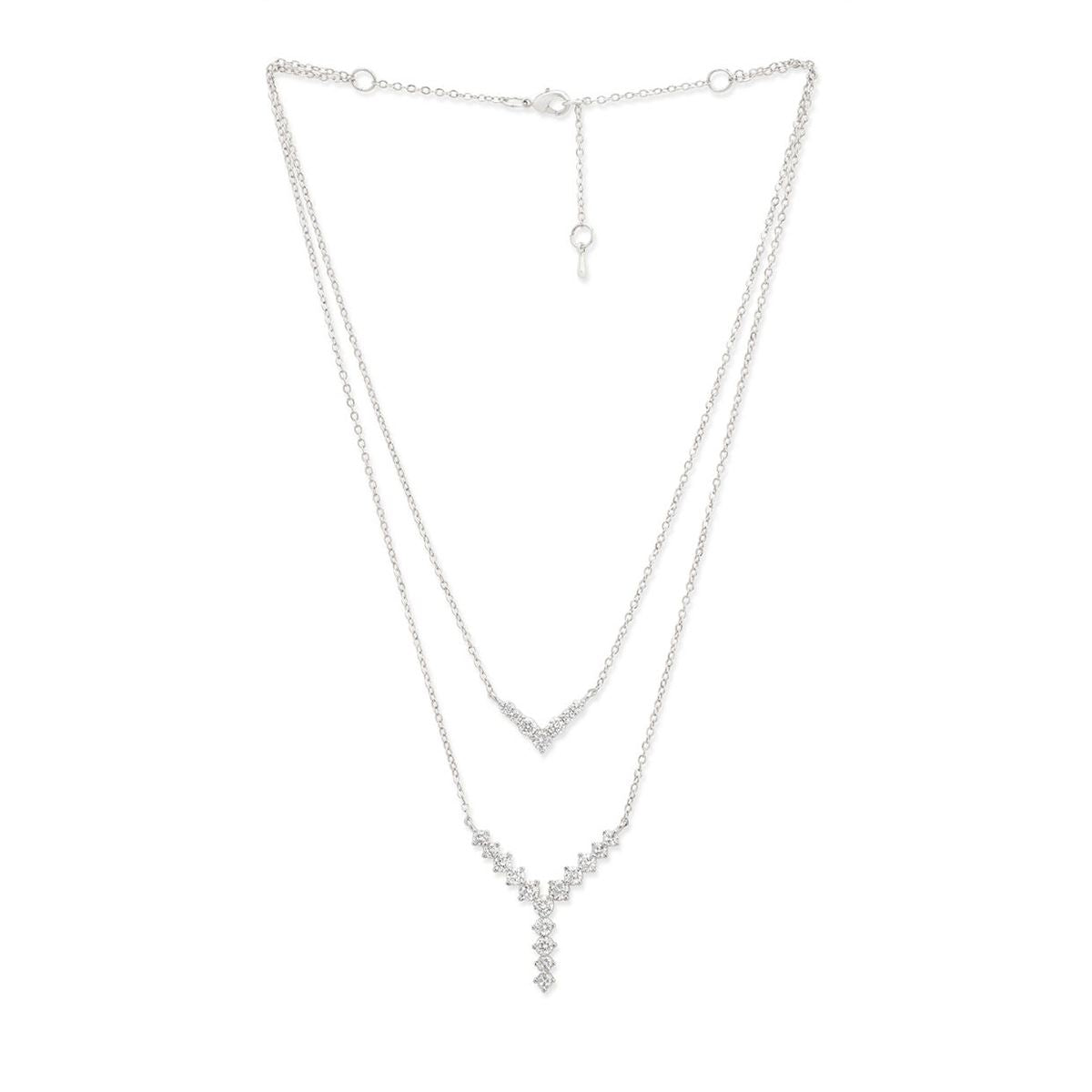 Copper Y Shape Solitaires CZ Gold Link Chain Layer Necklace Bulk