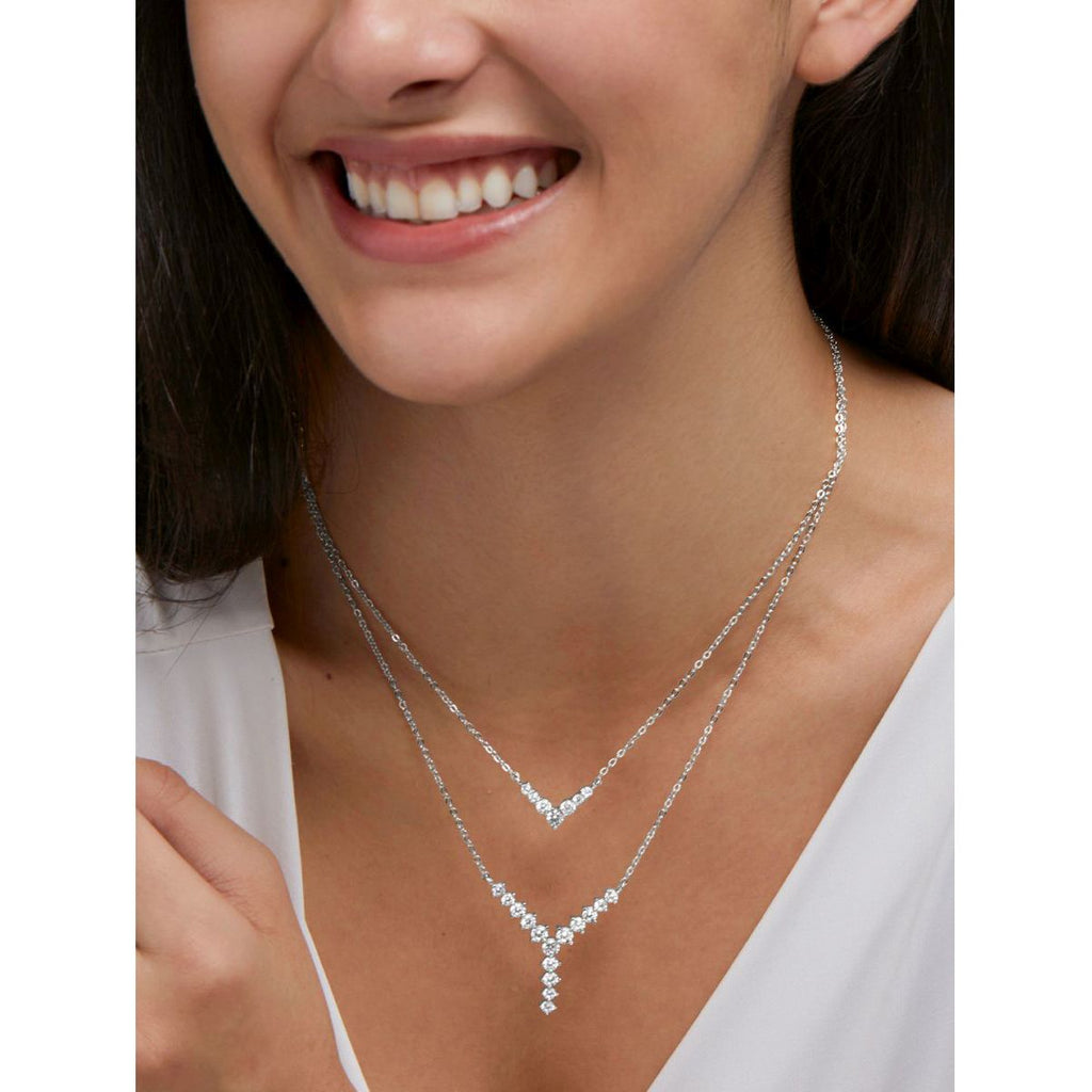 Copper Y Shape Solitaires CZ Gold Link Chain Layer Necklace Bulk
