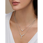 Copper Y Shape Solitaires CZ Gold Link Chain Layer Necklace Bulk