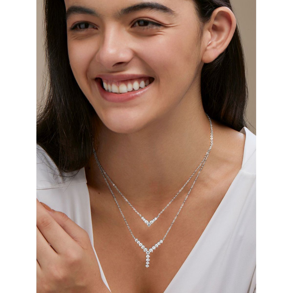 Copper Y Shape Solitaires CZ Gold Link Chain Layer Necklace Bulk