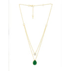 Copper Solitaires CZ Emerald Green Gold Link Chain Layer Necklace Bulk