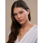 Copper Solitaires CZ Emerald Green Gold Link Chain Layer Necklace Bulk