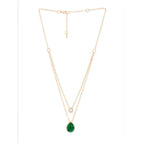 Copper Solitaires CZ Emerald Green Gold Link Chain Layer Necklace Bulk