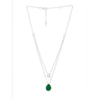 Copper Solitaires CZ Emerald Green Gold Link Chain Layer Necklace Bulk