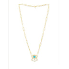 Copper Evil Eye Cubic Zirconia Gold Link Pendant Chain Necklace Bulk