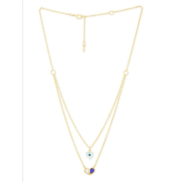 Copper Evil Eye Mother Of Pearl CZ Gold Link Chain Layer Necklace Bulk Main image