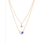 Copper Evil Eye Mother Of Pearl CZ Gold Link Chain Layer Necklace Bulk