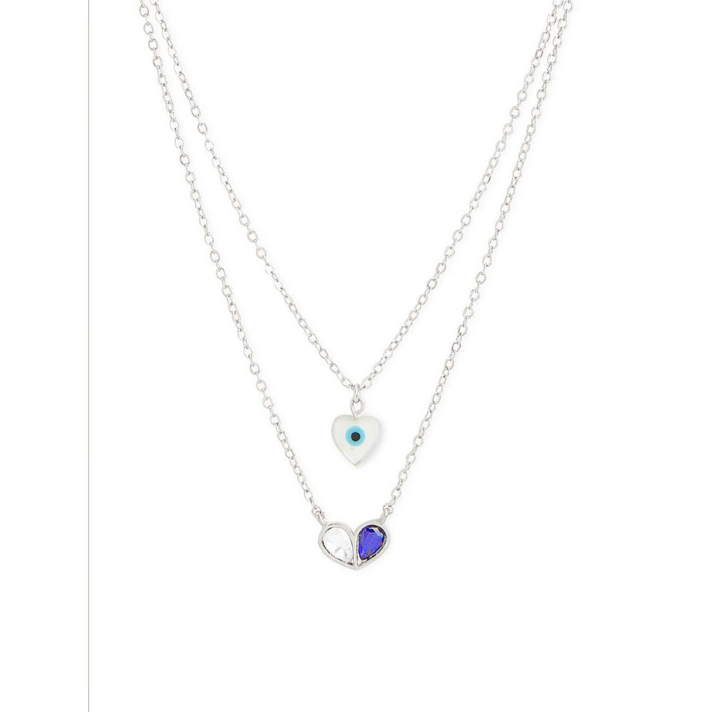 Copper Evil Eye Mother Of Pearl CZ Gold Link Chain Layer Necklace Bulk