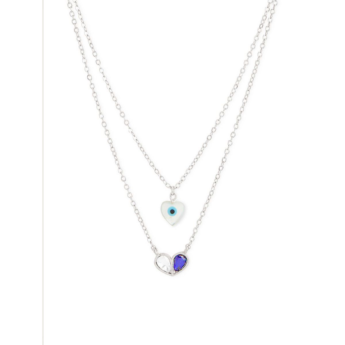 Copper Evil Eye Mother Of Pearl CZ Gold Link Chain Layer Necklace Bulk