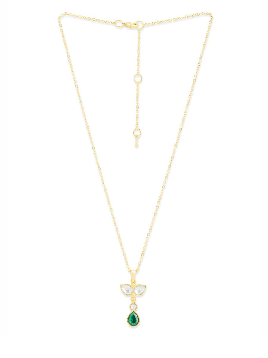 Copper Drop CZ Emerald Green Gold Link Pendant Chain Necklace Bulk