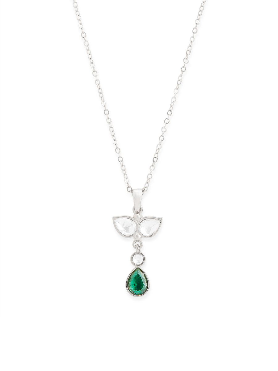Copper Drop CZ Emerald Green Gold Link Pendant Chain Necklace Bulk