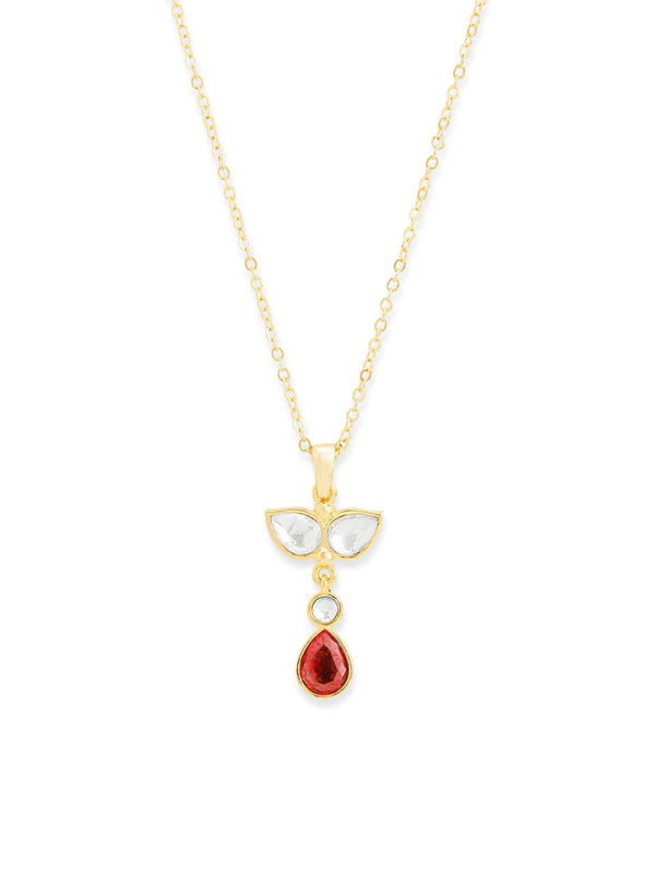 Copper Drop CZ Red Ruby Gold Link Pendant Chain Necklace Bulk Secondary image